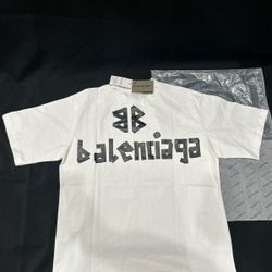 Balenciaga  Tape Type  White  T-Shirt  
-Size LARGE ✅ Fit
