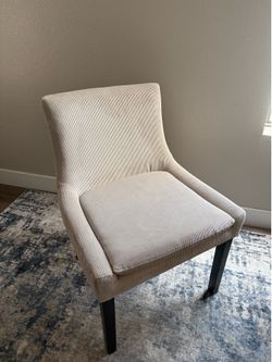 COLAMY Corduroy Upholstered Dining/Accent Chair – Beige, Wood Legs – Like New