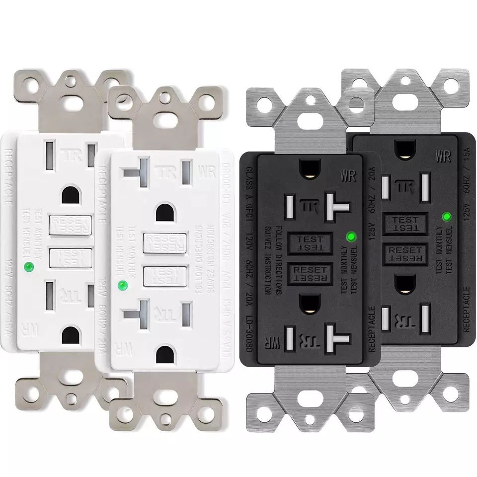 WR TR GFCI GFI Receptacle with LED Indicator and Wall PlatesScrews
