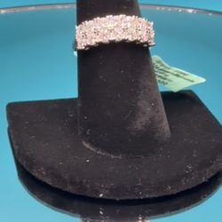 # 73- Stunning Moissanite Two-Row Wedding Ring - Size 7