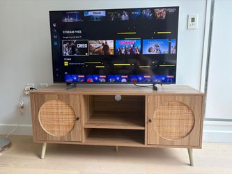Rattan TV Stand for TVs Up to 55 Inch Walnut