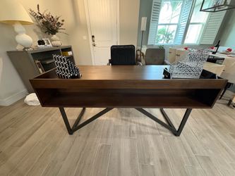 Ashley Modern Wood & Metal Desk with Drawers