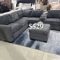 Gorgeous! 4-Piece Sectional Sofa Set W/Ottoman ✅ No Sale $499 No Tax 