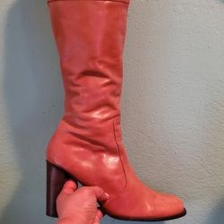 Brown Leather Tall Knee High Boots..size 9 1/2 Womens..not Wide Calfs..good Condition!