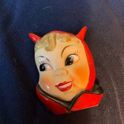 Rare Adorable Northcrest Devilish Wall Pocket Head, Vase, Vintage Devil