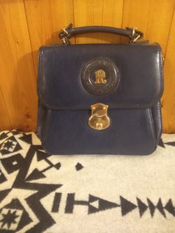 Blue leather handbag Rosenio Splendid. In good condition. 