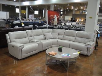 Dash & Edison Thatcher Power 6 Piece Corner Sectional - Light Gray | L-Shaped Couch | Modular Sofa