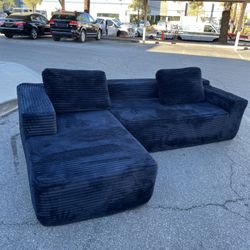 Plush Corduroy 2 Piece Boneless Sectional W/ Chaise ( Can Deliver For $10 )