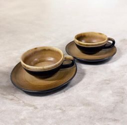 Vintage Gotek Colonia Tovar Venezuela Stoneware Cup Saucer Set of 2