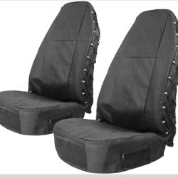 TIROL Waterproof Front Seat Covers High Back Seat Cover Bucket Seat Covers with Multi-Pockets for Semi Truck Cars Van SUV Pickup (2PCS)