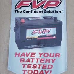 FVP Battery Colorful Embossed Metal Sign Man Cave Garage Art