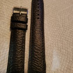 Leather watch  Band  18 mm Black