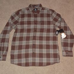 Brown Volcom Checkered Button Up T-Shirt