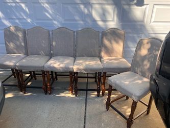 Set of 6 Upholstered Bar Height Dining Chairs