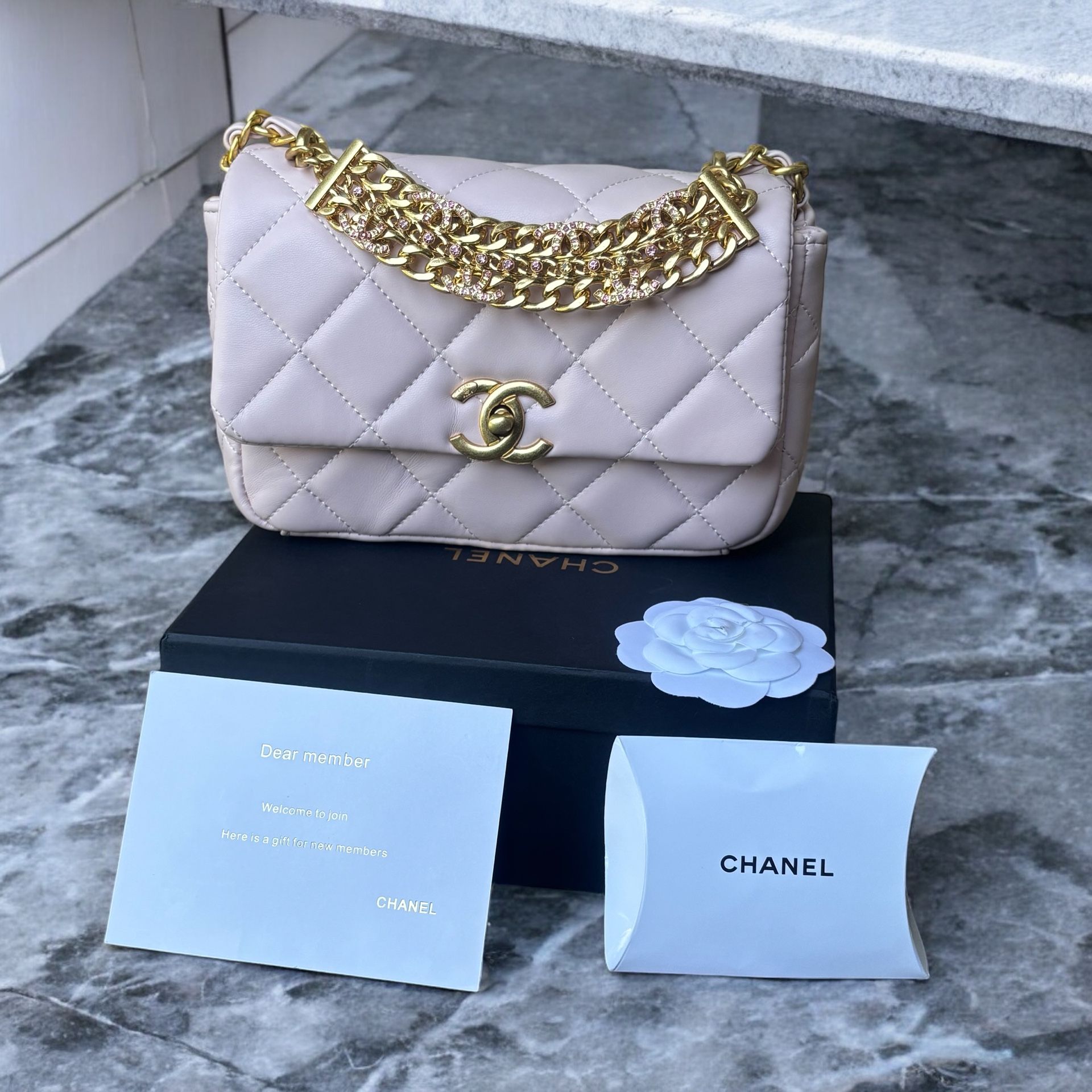 Light Pink CHANEL Beaute Halo Shoulder Bag