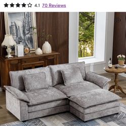 Modern Sectional Loveseat Couch with Ottoman