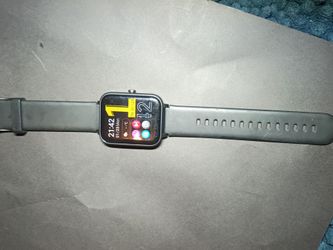 Black Square Smartwatch with Silicone Band