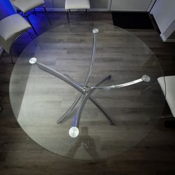 Glass Table With White Chairs 