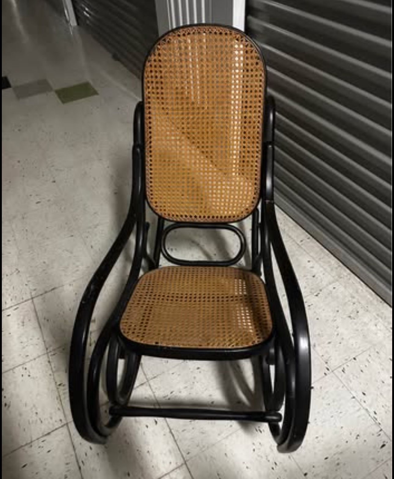 Vintage Thonet Ebonized Bentwood & Cane Rocker