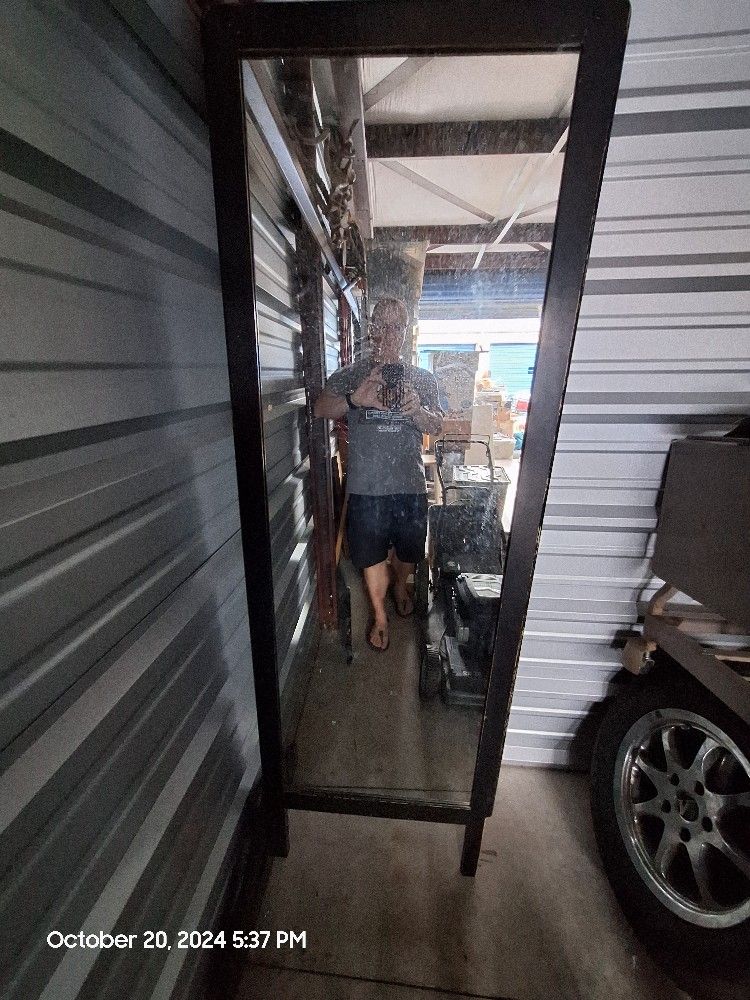 Tall Full-length mirror set in Wood Frame (Black).