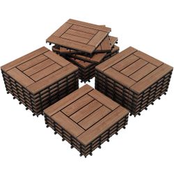 27PCS Patio Floor Tiles Outdoor Interlocking Deck 12 x 12in,Brown