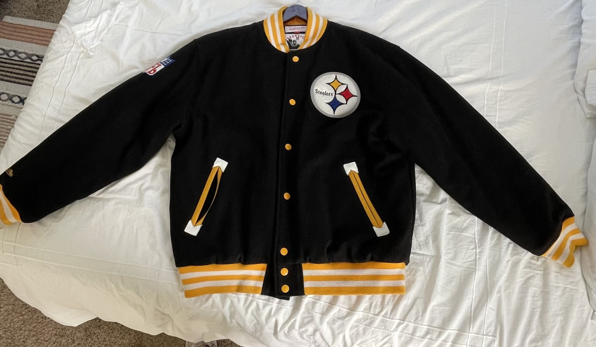 Mitchell & Ness Throwback Pittsburgh Steelers wool letterman jacket XL
