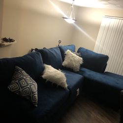 Blue Full Size Sectional Couch