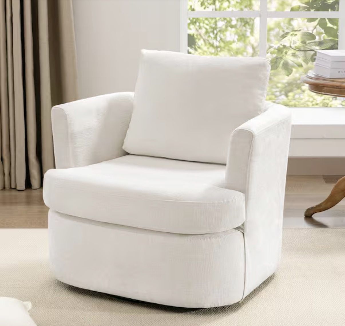 Beige Or Gray Color Fabric Swivel Accent Arm Chair