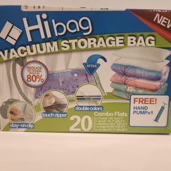 HiBag Vacuum Storage Bags 20 Pack  5 Jumbo, 5 Large, 6 Medium , 2 Small, 2 Travel