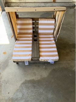 Kids Double Chaise Lounge - Patio Lounge Chair with Cup Holders