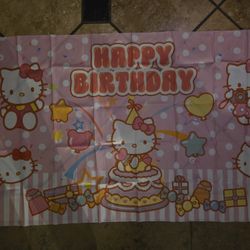 Hello Kitty Cute Cat Birthday Party Backdrop Photo Background Cartoon Cat Birthday Party Decorations Banner Cartoon Cat Theme Photography Backdrop
