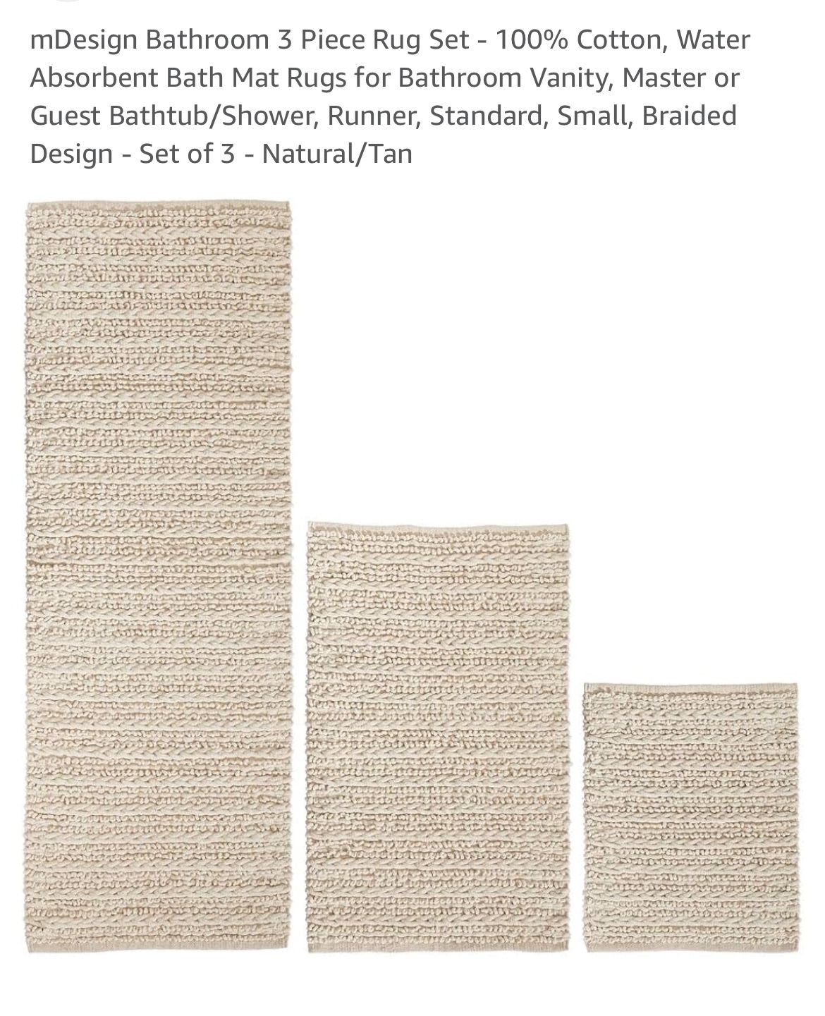 $25! Cotton 3 Piece Bathroom Rug Set Washable
