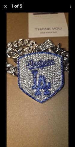 LA Dodgers Iced Out Pendant with Cuban Chain