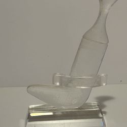 Unique Frosted Glass Paperweight on Crystal Pedestal
