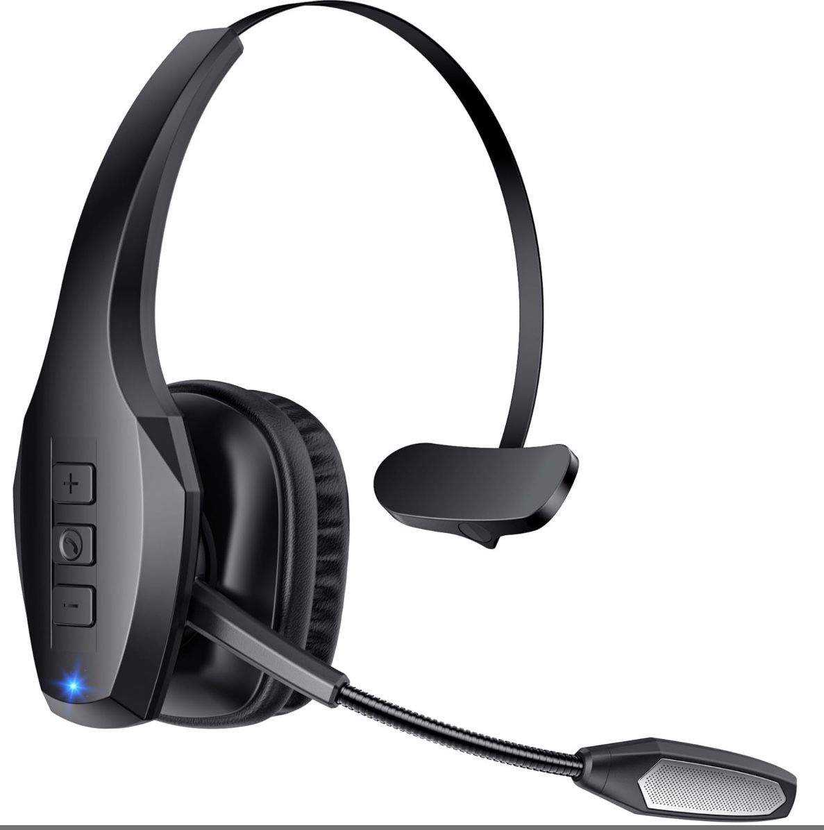 Trucker Bluetooth Headset, Wireless Headset With Mic, Bluetooth Headsets With Dual Noise Cancelling Microphone & Mute Button, 55Hrs Working Time PC He