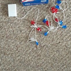 2 Sets Red White And Blue String Light And One Battery Operated Set