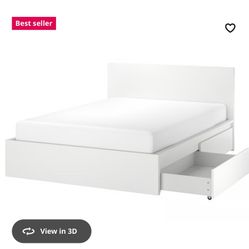 IKEA MALM - Gray Queen Bed Frame with Storage 