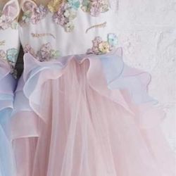 Big Girls Pink unicorn tulle tutu dress or costume size 12