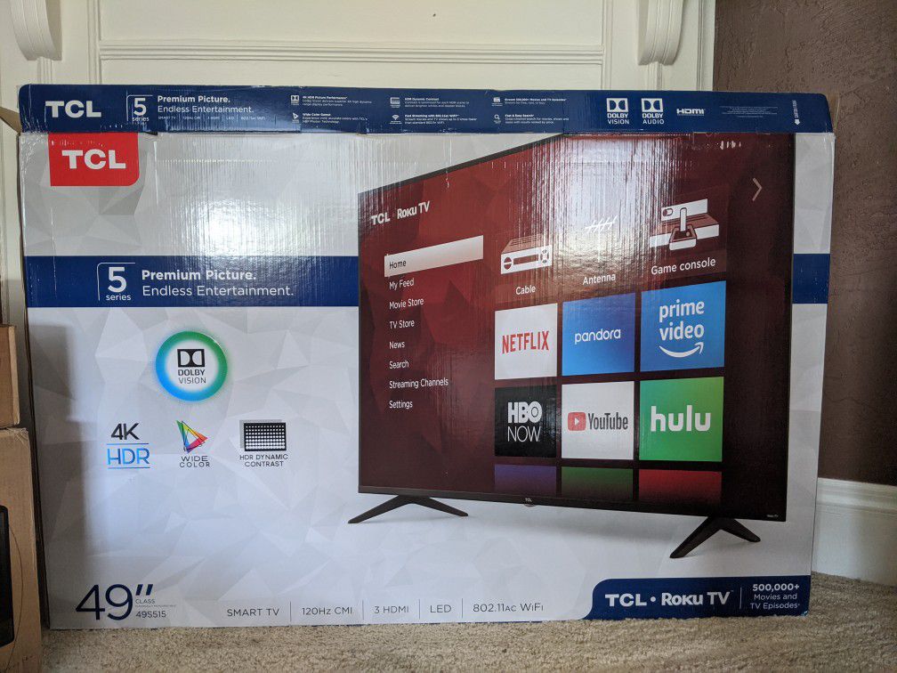 TCL 49" ROKU TV with Mount