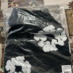 Black large denim tear shorts