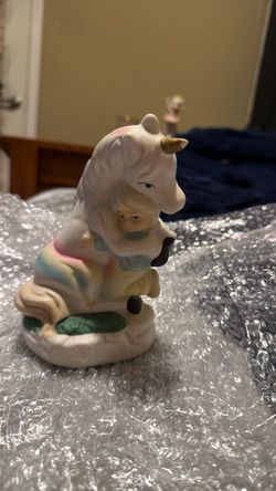 Ceramic Unicorn and Girl Figurine