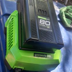 greenworks (contact info removed) battery AND model gch8040 80 v charger, 4 ah, lithium-ion