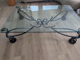 Glass Top Wrought Iron Coffee Table