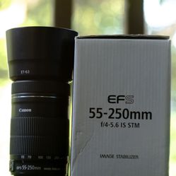 EF mount converted 55-250 IS STM w/ hood and box! 