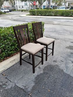 Set of 2 Dark Wood Counter Height Chairs