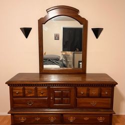 Large Wood Dresser With Mirror