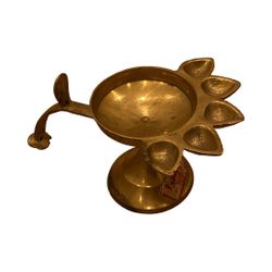 New Indian Brass Panch Aarti Diya Candle Holder