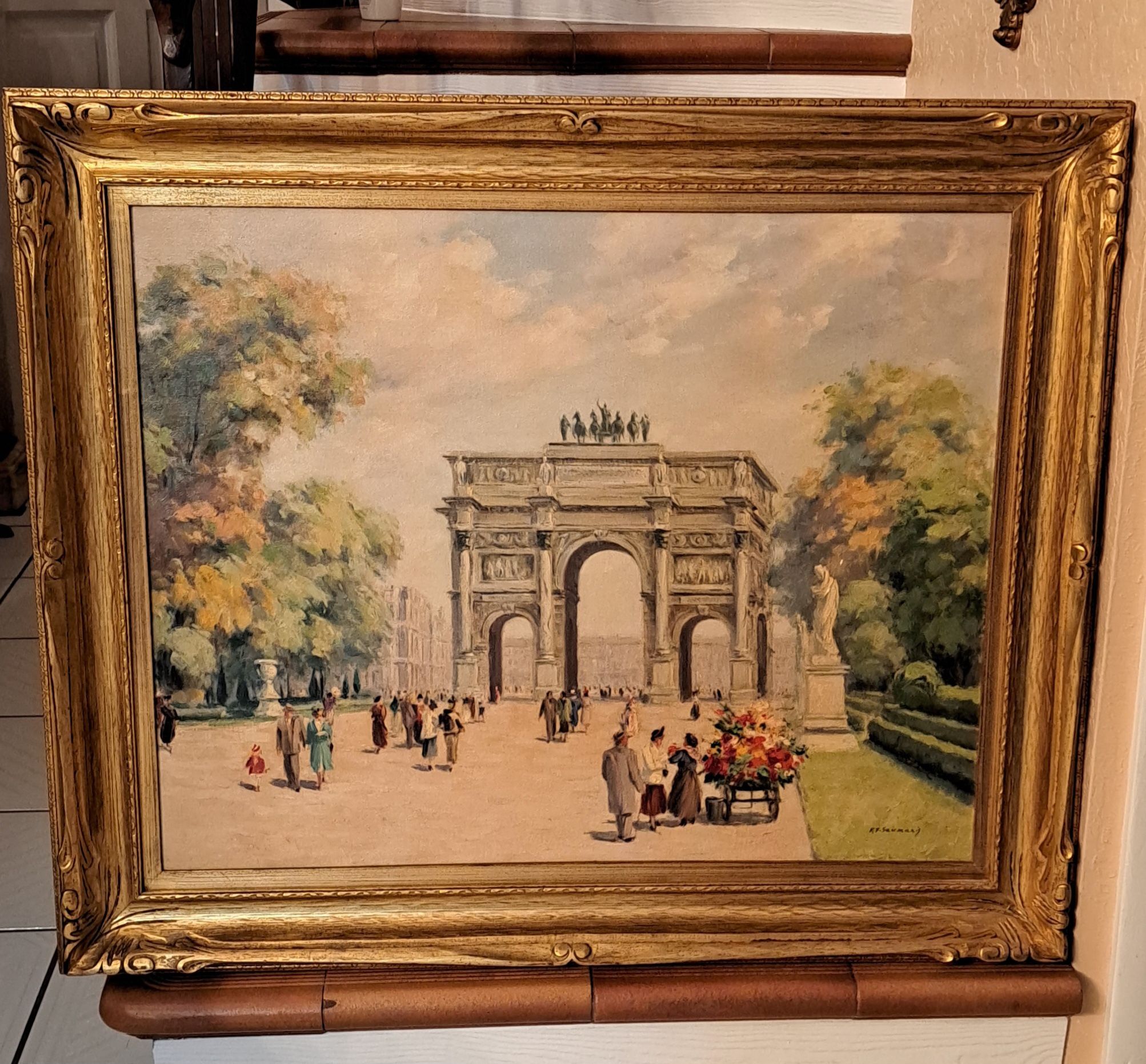 Antique Wall Oleo Painting With Frame Signed 32”x37”inch