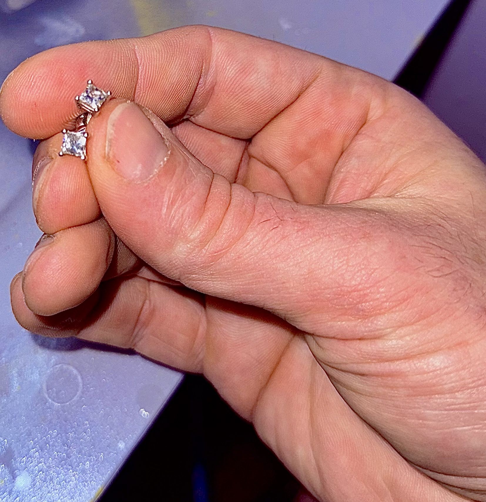 1 Carat Princess Cut Diamond Earring Studs