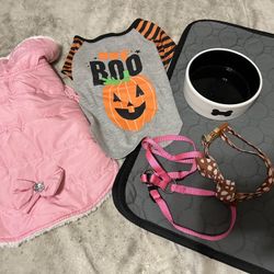 Dog Collar Harness Jacket Shirt Bowl Mat
